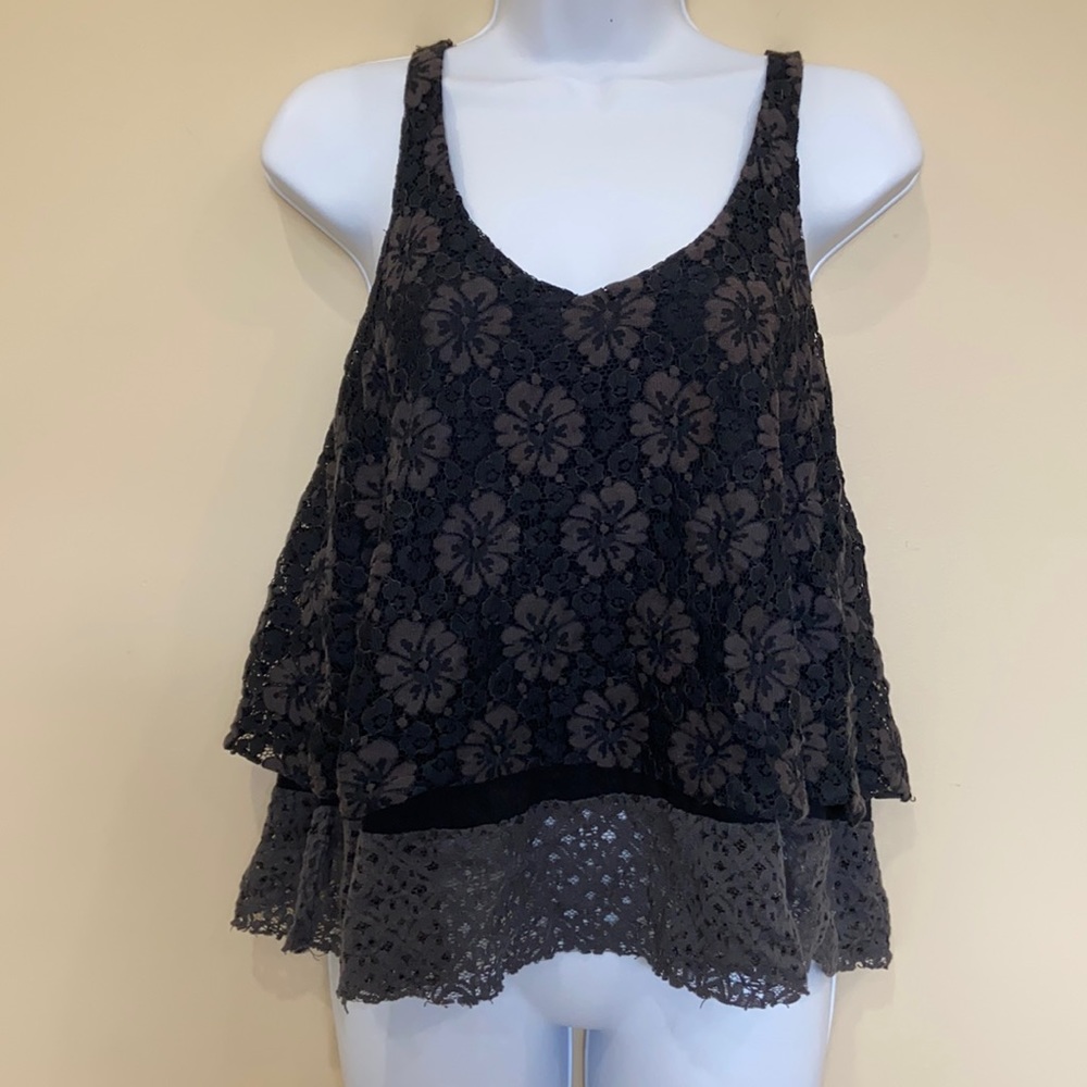 American Eagle Floral Lace Layered Tank Small